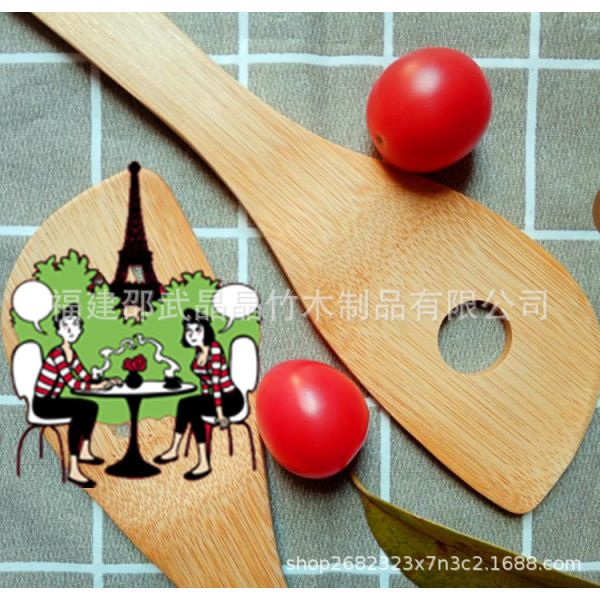 Cuillère à salade en forme de cœur en bambou cuillère à servir en bois