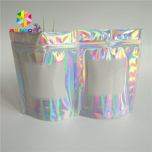 Cosmetic Glitter Powder Snack Food Packaging Bags Shiny Holographic Hologram Mylar Pouch