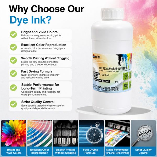 Premium Dye Ink for Inkjet Printers with Brilliant Color Reproduction, Fast Drying Formula, and Reduced Nozzle Clogging