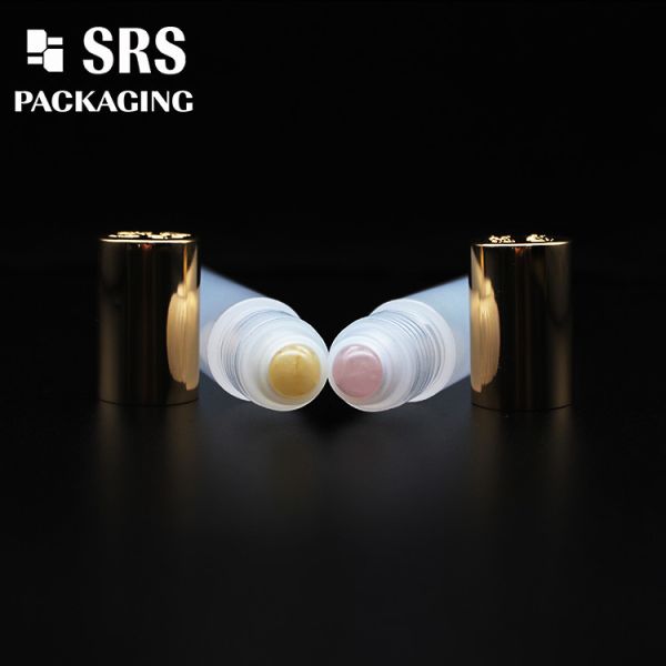 SRS empty cosmetic 15ml plastic bottle with colored roller ball