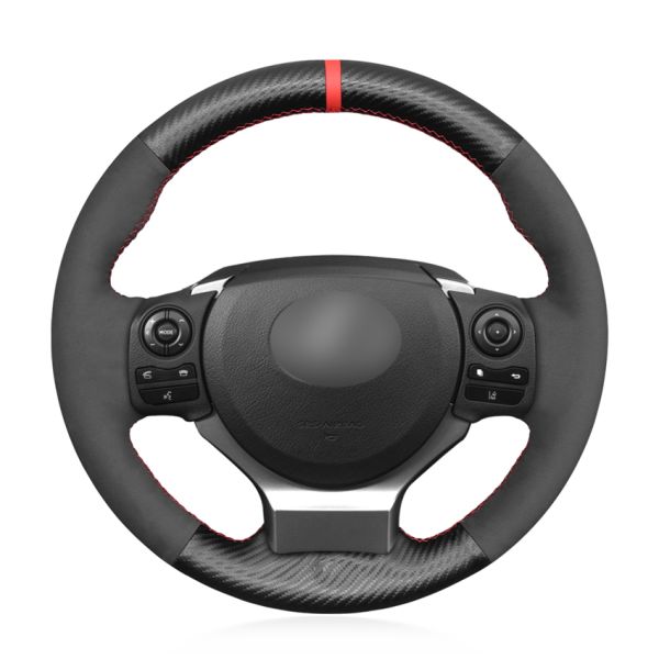 MEWANT Drop Ship For Lexus IS200t IS250 IS300 IS350 IS F-Sport Diy Carbon Suede Steering Wheel Cover Carbon For Lexus Red Line