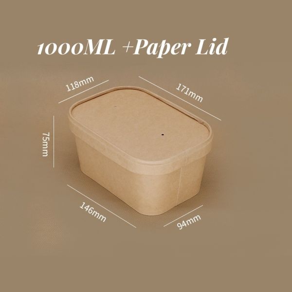 1000ml Kraft Lunch Box Takeaway Food Containers with Lid Currency US Custom Printed