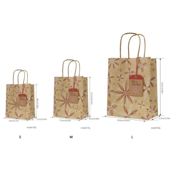 Hangtag рождества напечатал бумажные мешки Kraft с ручками 60g/Pcs