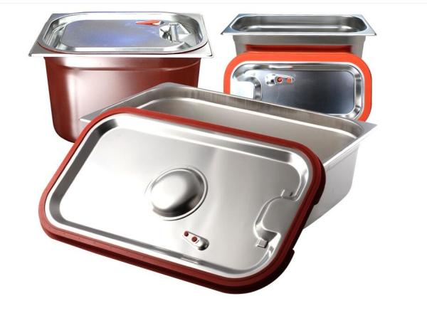Alimento de aço inoxidável Pan With Lid da cozinha, bandeja de aço inoxidável do bufete