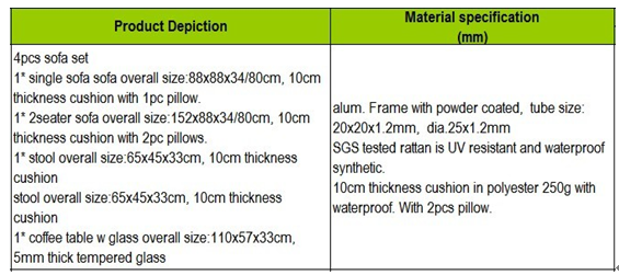 Modern Dark Brown Meeting Room Sofa Set , Wicker Furniture Set