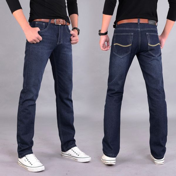 Zipper Fly XMAMLON Stretch Regular Fit Pants Fashion Men's Denim Slim Mid Waist Jeans