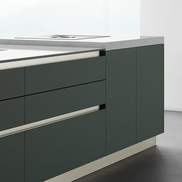 Modern PVC Kitchen Cabinets Wooden Cupboard Set Beveled Edge