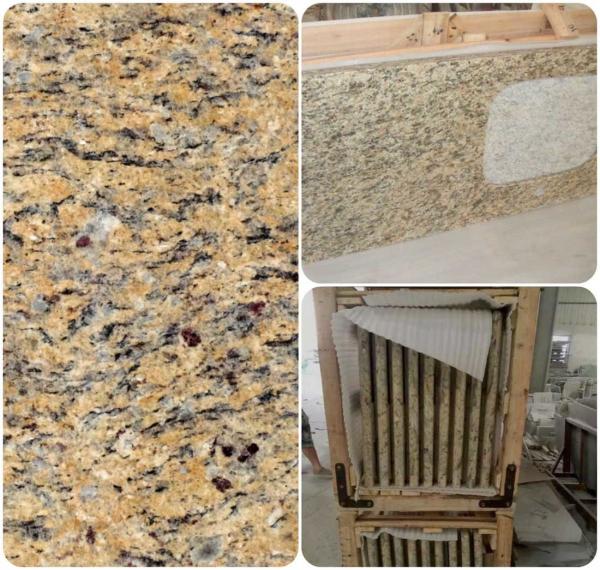 Venetian Gold Solid Granite Worktops For Bathroom Vanity / Kitchen