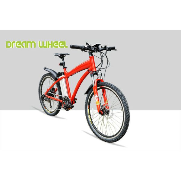 Red 38km/h Electric Pedal Assist Mountain Bike 48V 500W Gear Motor