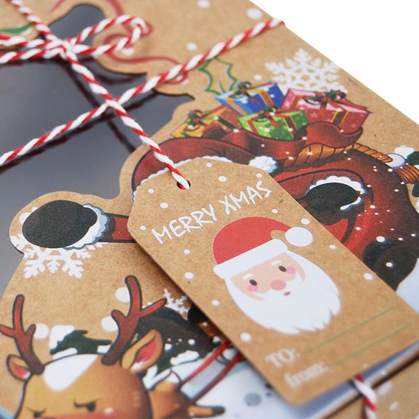 Подарочная коробка с рождественскими пончиками и печеньками с прозрачным окном