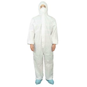 High Breathability Type5/6 Anti Static SMS Coverall With 2 Pcs Hood Elasticated