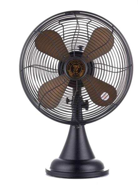 Black Decorative Antique Electric Fans 30cm 3 Speed All Metal 4 Blade