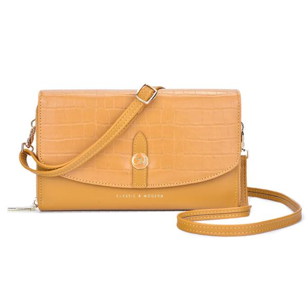 Polyester Lining Female Crossbody Bag 7cm 20cm Pink Leather Sling Bag
