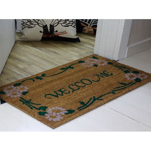 40*60cm Coir Coconut Entrance Matting Thickness 15mm PVC Backing