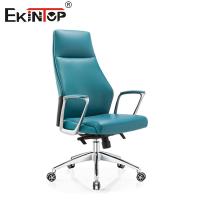 Silla de oficina de cuero de PVC de espalda alta moderna con base de aluminio giratoria de 350 mm