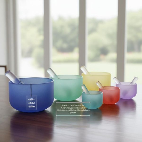 7 Chakra Balance Quartz Singing Bowl with 12 Musical Notes and High Temperature Resistance for Meditation