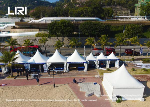China Liri High Peak Pagoda Party Tent White Color For Trade Shows