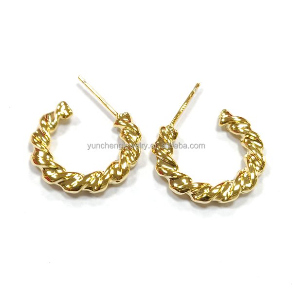 ODM Медное сплав Средние серьги 14k Золотые серьги Средние