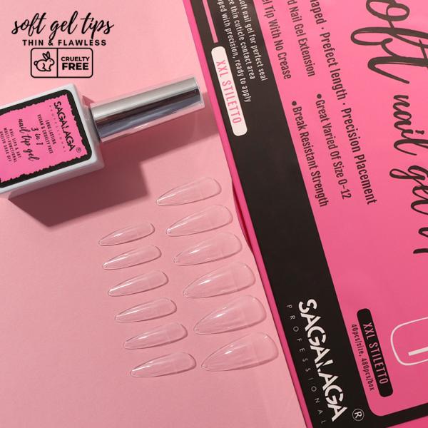 Pre-designed Full Cover Flexible Pre Buffed Soft Gel Nail Tips Private Label Clear French Tip for Press on Nails Single Item