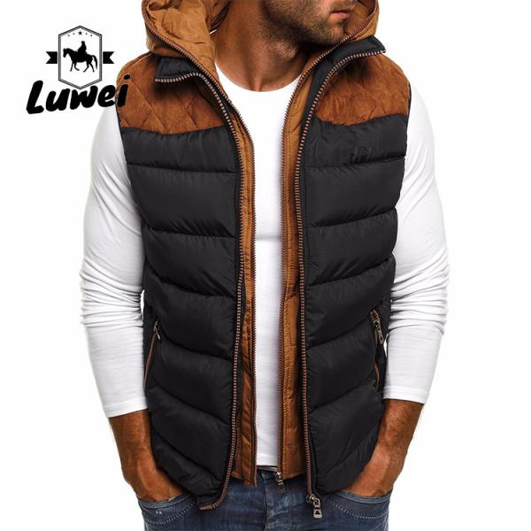 Customizado Zip Up Inverno Poliéster Utilidade Algodão Vestido Homem Quilted Capuzado Bomber com Capuz