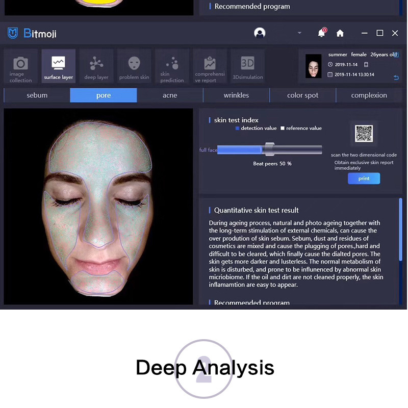 система анализатора кожи спектра Usb2.0 3d Dermatoscope 8