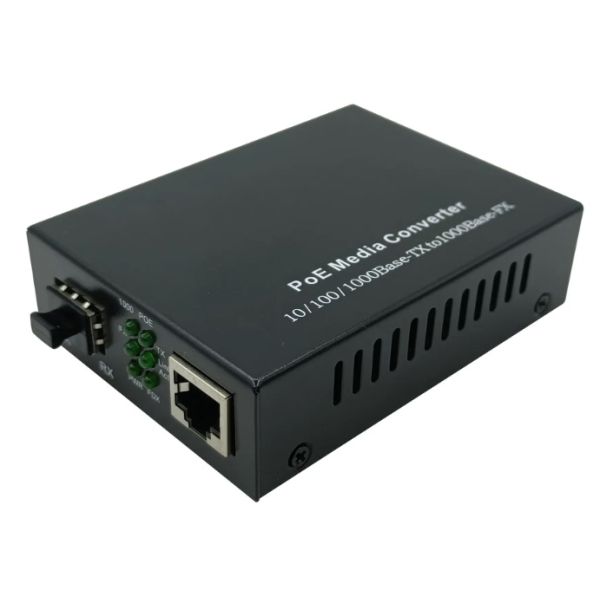 10/100/1000Mbps SFP POE Fiber Media Converter with 1 PoE Port and 1 SFP Slot