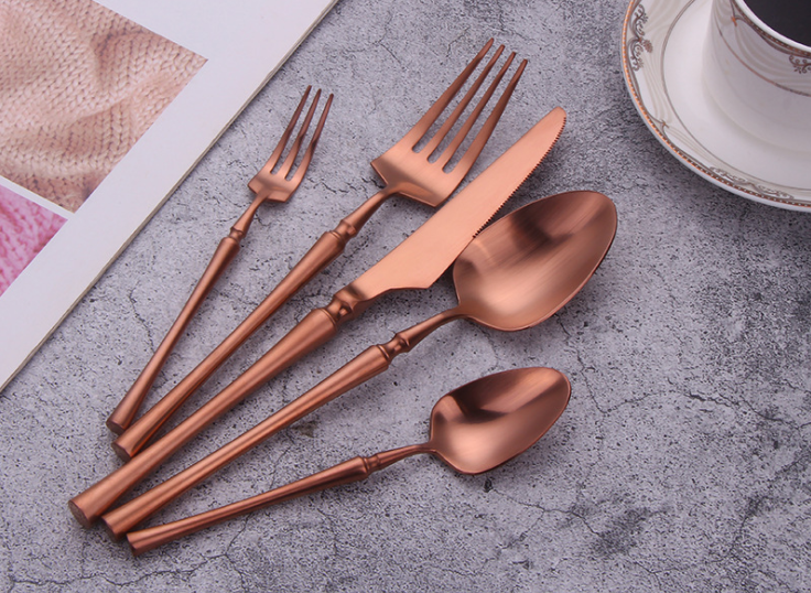 Rose Gold Stainless Steel Matte Cutlery/Hotel Tableware/Dinnerware/Flatware Set