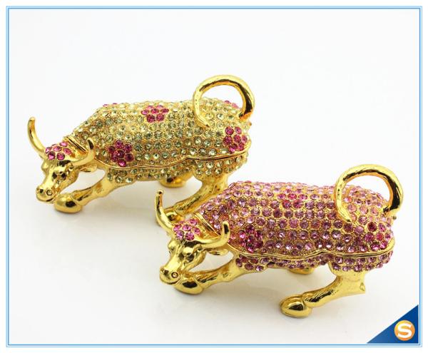Wall Street Full Of Rhinestone Lucky Cattle Trinket Box Decoration Animal Trinket Box SCJ415