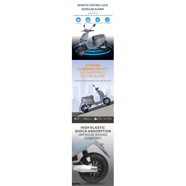 Renewable 50cc Electric Motorcycle Moped 1000W Customized For Commissioner