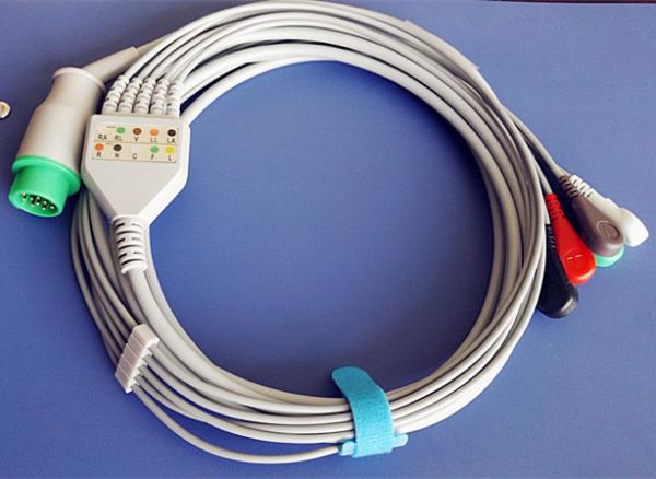 Snap Ends One Piece Kontron ECG Cable IEC Standard 3 Leadwires 12P