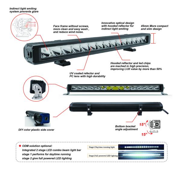 Barra de luz magro preta do carro do diodo emissor de luz das luzes de condução R112 do diodo emissor de luz do ECE 20inch