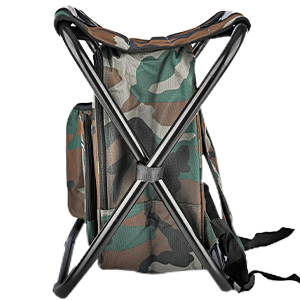 Folding Stool Backpack Insulated Cooler Bag, Collapsible Camping Hunting Fishing Multifunction Chair Front Pocket