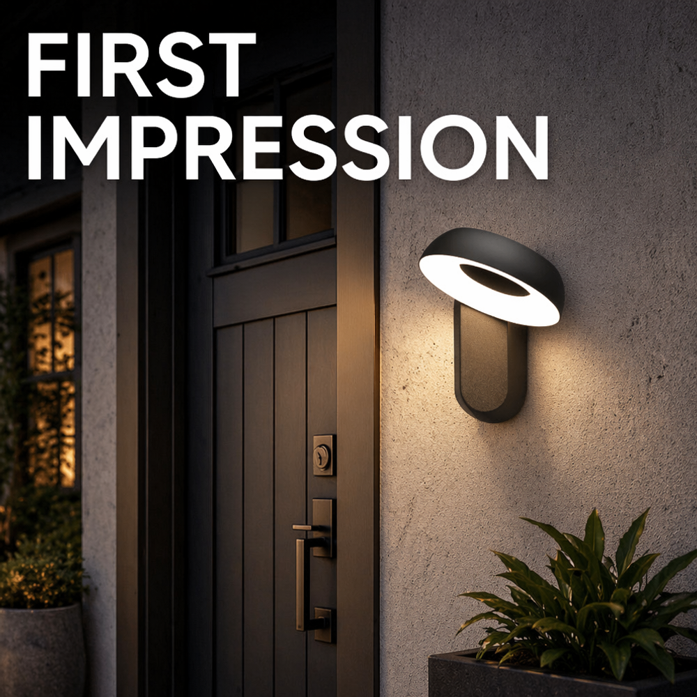 12W Outdoor Porch Lights Wall Mount Adjustable Halo 3000K For Entrances Architectural Facades