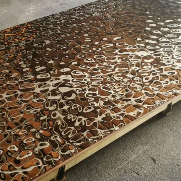 Reflecting irregular wavy metallic panels hammered stainless steel sheet mirror finish