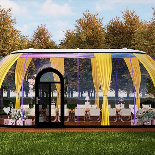 Transparent Camping Hotel Prefabricated Dome for Outdoor Bubble House Yurt With LED Lighting