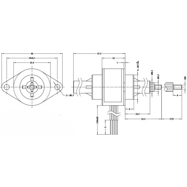 Eixo fixo de 25 mm de diâmetro Motor de passo linear PM Motor passo 13 mm
