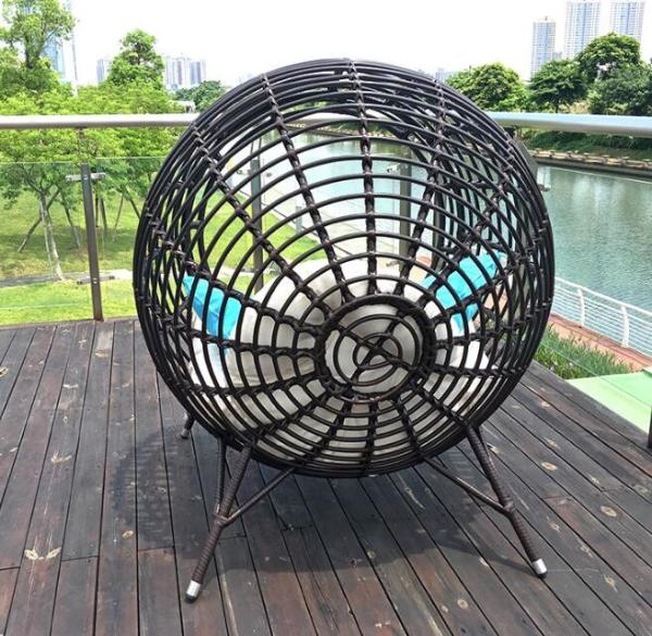 PE Rattan Chaise Lounge chairs Leisure Aluminium Outdoor Garden patio Sofa Cage