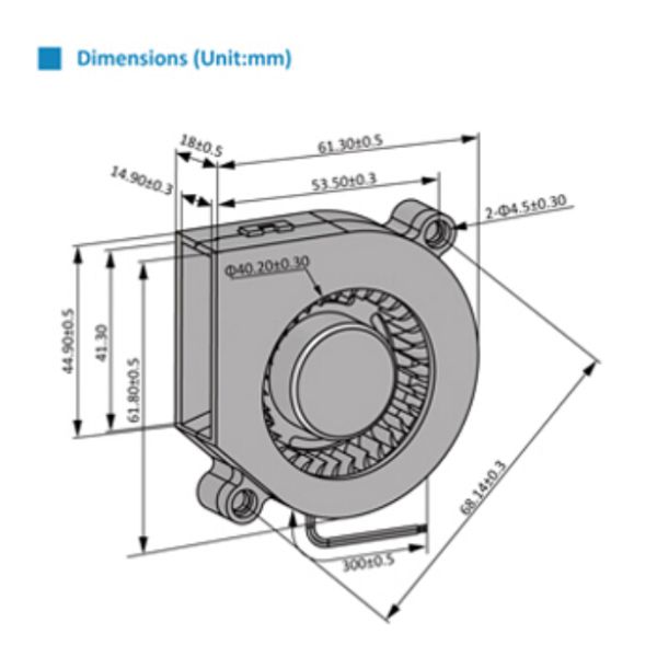 2.4 Inch DC Blower Fan 60 ×60 ×18mm 5v 12v 24v DC Snail Fan / LED Machine Fan