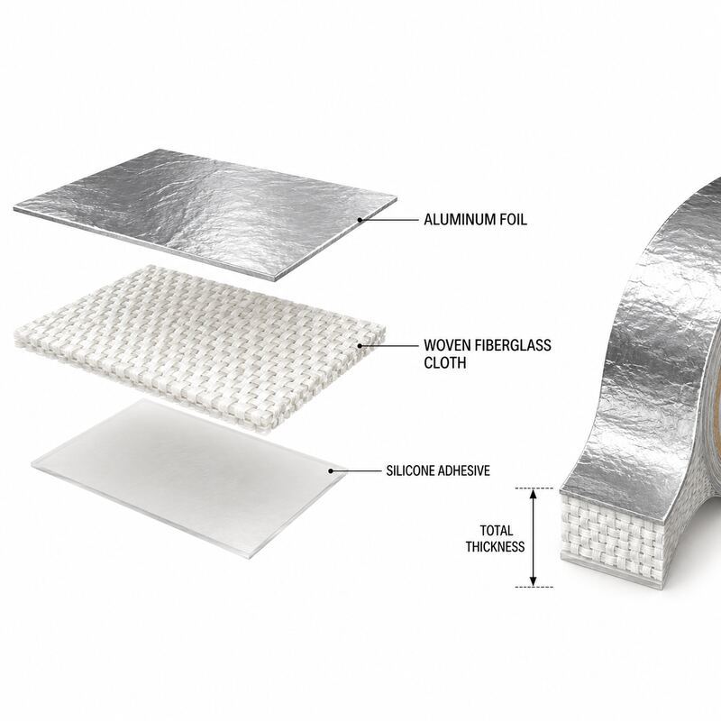 Flame-Retardant Aluminum Foil Glass Cloth Tape (High-Temperature Foil Fiberglass Tape / Heat-Reflective Glass Cloth Tape) – For HVAC Ducts, Cable Wrap & Thermal Shielding