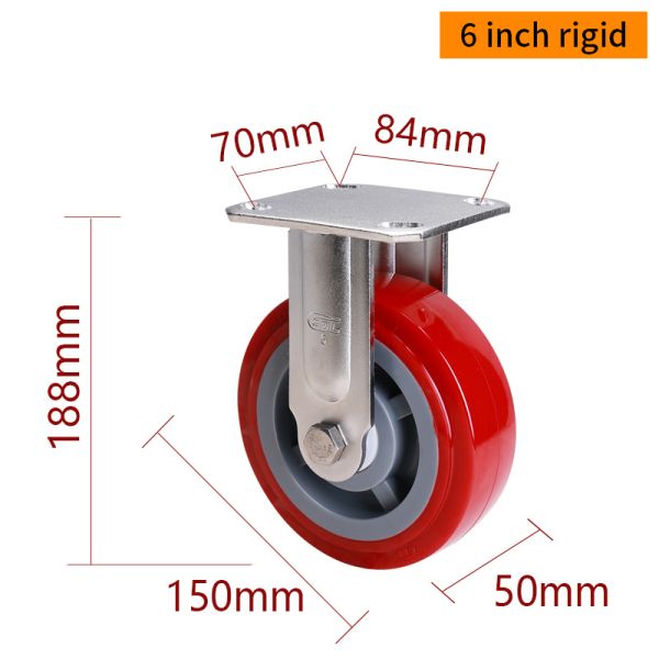Rueda giratoria de acero inoxidable de 6 pulgadas EDL de alta resistencia con rueda de TPU duradera, carga 380 kg S716P-85