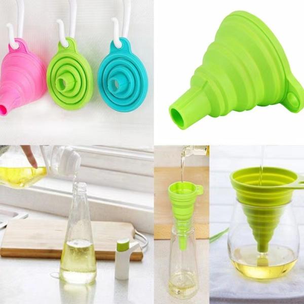 Kitchen Food Grade Silicone Funnel Liquid Dispenser Kitchen Small Tool Accessories Foldable Silicone Foldable Funnel