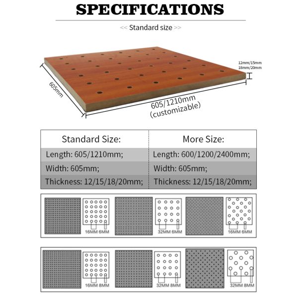 Customized Perforated Acoustic Panel MDF Acoustic Ceiling Panels For Office