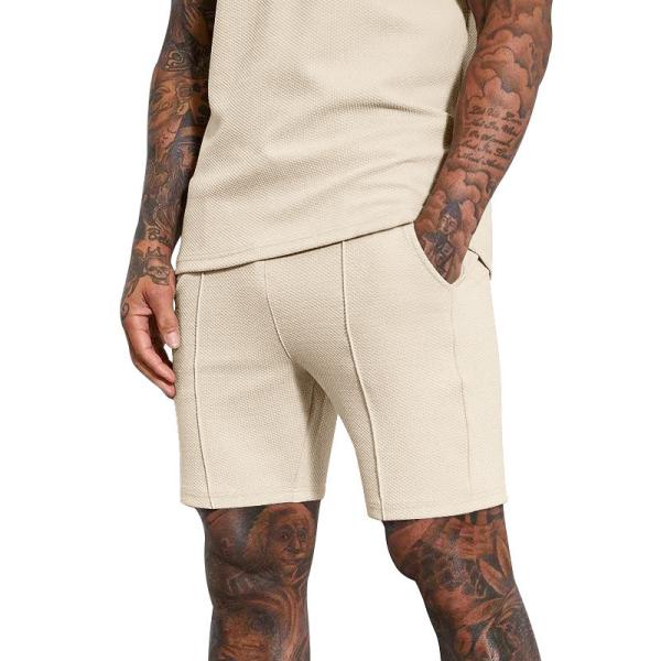 Traje de Verão 2024 personalizado para Homens T-shirt de Polo de cor sólida e shorts de waffle