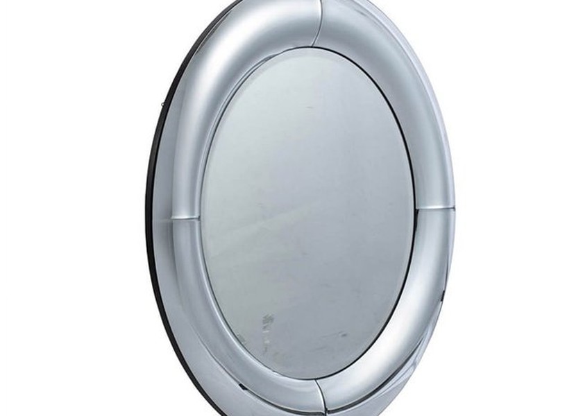 80X80X3.8CM Silver Mirror Curved Wall Mirror - Decorative Wall-Mounted Mirror with Curved Design