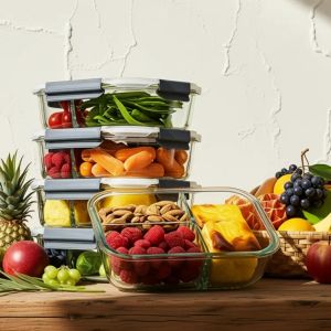 IKOO High Borosilicate Glass Meal Prep Container with PP Lid and Silicone Gasket for Customized Logo Food Storage