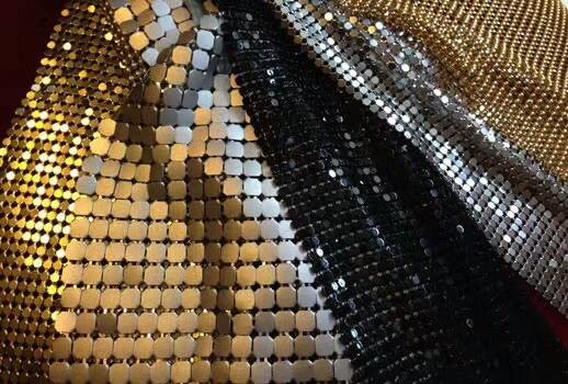 4Mm Metallic Cloth Sequin Aluminum Chain Fly Screen Metal Mesh Fabric
