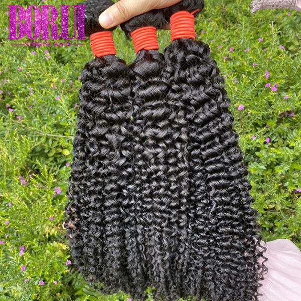 10A Grade Kinky Jerry Curl Human Hair , Peruvian Curly Hair With Closure