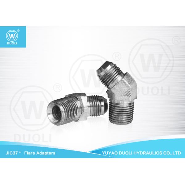 Steel Hydraulic JIC 37 Degree Flare Fittings With Bulkhead 45 Degree Elbow