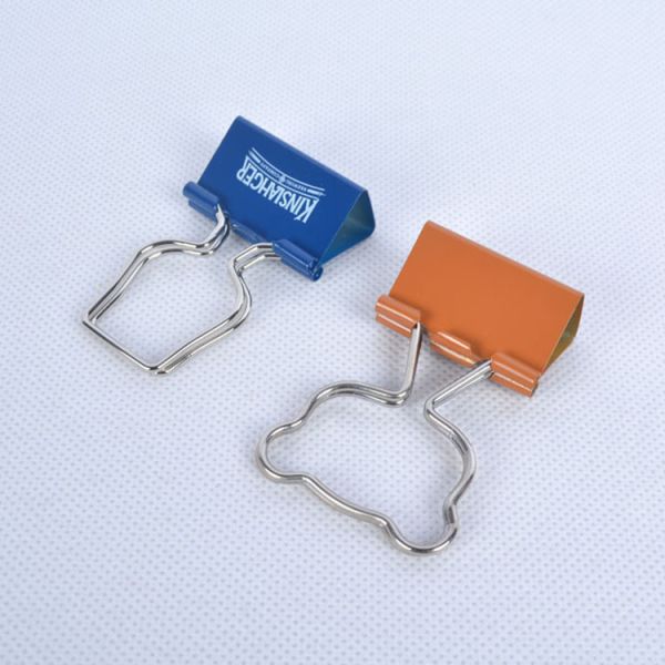 Creative bear head shaped handle long tail clip metal ticket holder clip 25MM logo customized