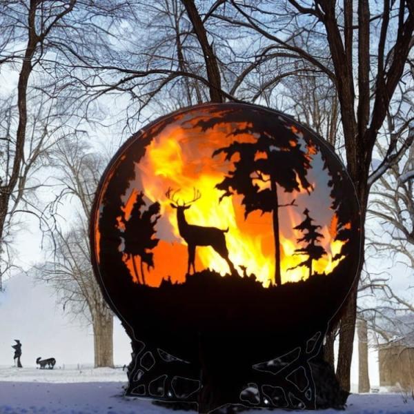 Sphère rouge rustique extérieure de cuvette de feu d'acier de Corten 1000mm ou adapté aux besoins du client